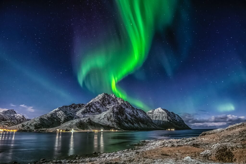 vista espectacular de Auroras Boreales en noruega